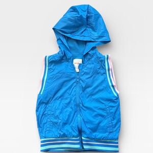 Cat Jack‎ Kids Blue Hooded Vest Girls M 7 8 Lightweight Zip Front Athletic